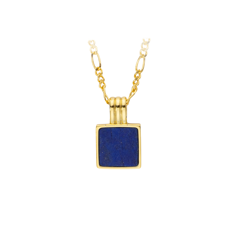  Celebrity Inspired Lapis Lazuli Square Necklace