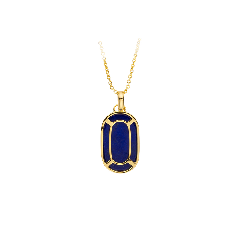 Minimalist Oval Lapis Lazuli Statement Necklace for Women