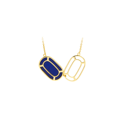 Natural Lapis Lazuli  & 18K Gold French Necklace