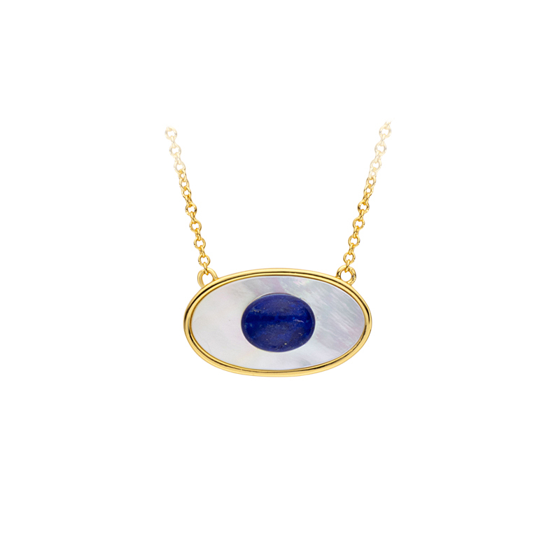 Natural Lapis Lazuli & Mother-of-Pearl Mystic Evil Eye Necklace
