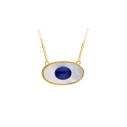 Natural Lapis Lazuli & Mother-of-Pearl Mystic Evil Eye Necklace