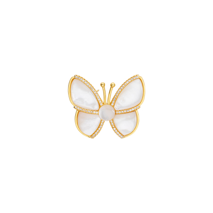 Natural White Mother-of-Pearl Butterfly Evening Dress Brooch