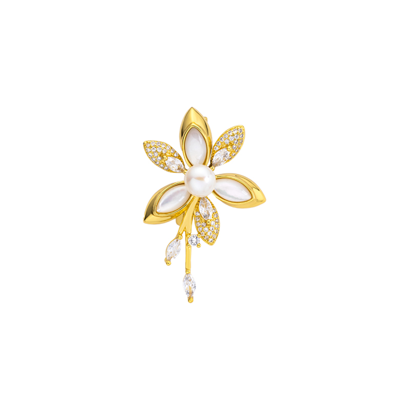European Style Mother-of-Pearl Flower Pin