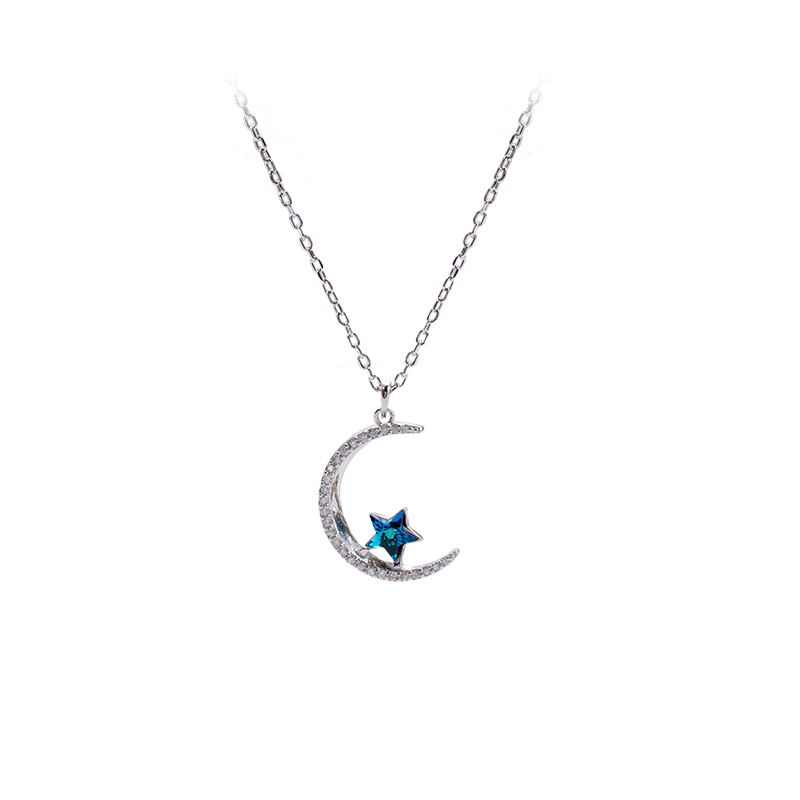 S925 Star Moon Necklace - Celestial Sterling Silver Jewelry