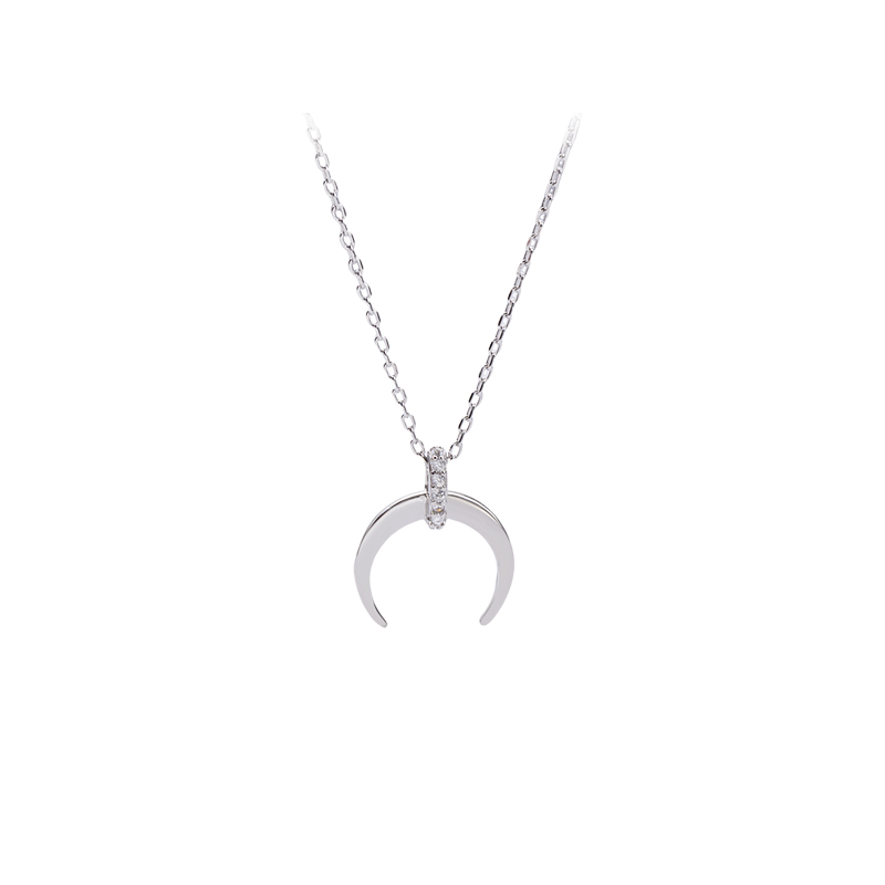 S925 Crescent Moon Necklace - Sterling Silver Women's Jewelry