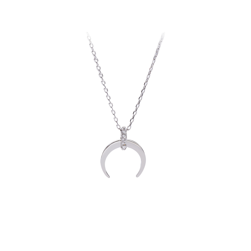 S925 Crescent Moon Necklace - Sterling Silver Women's Jewelry