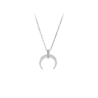 S925 Crescent Moon Necklace - Sterling Silver Women's Jewelry