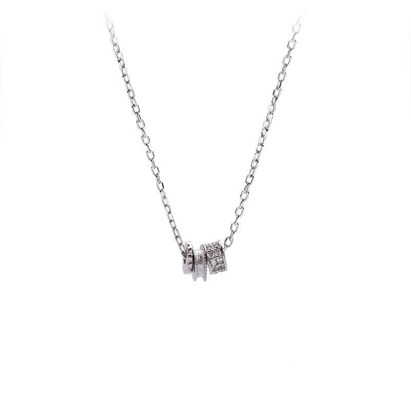 925 Sterling Silver Hoop Necklace - Crystal Circle Jewelry