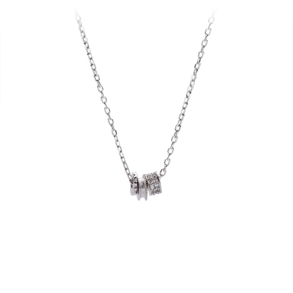 925 Sterling Silver Hoop Necklace - Crystal Circle Jewelry