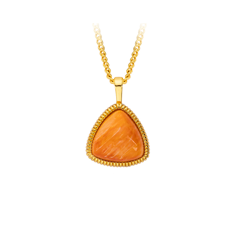 Minimalist Triangular Spiny Oyster Pendant Necklace - Geometric Women's Jewelry