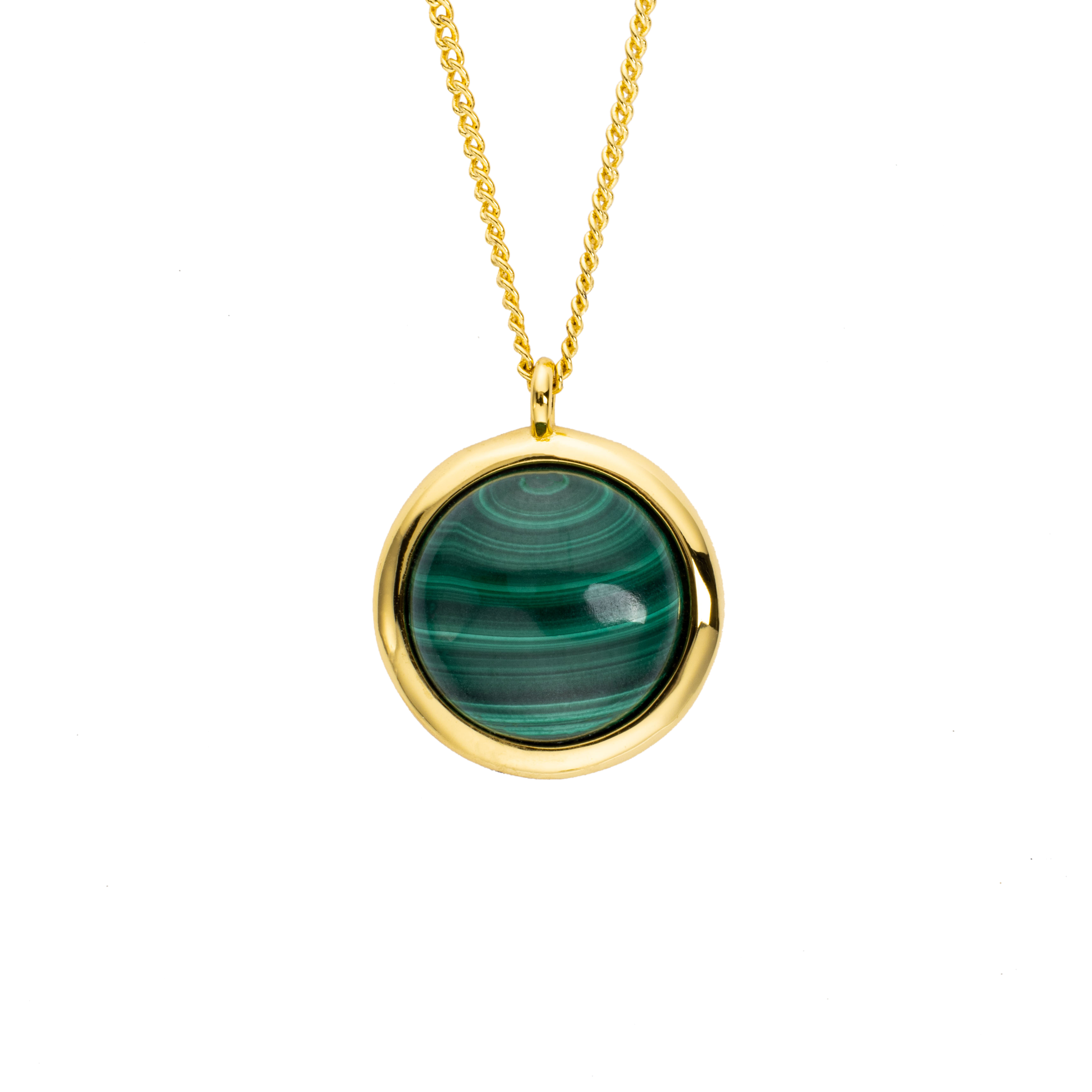 Minimalist Round Natural Malachite Necklace