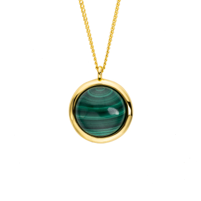 Minimalist Round Natural Malachite Necklace