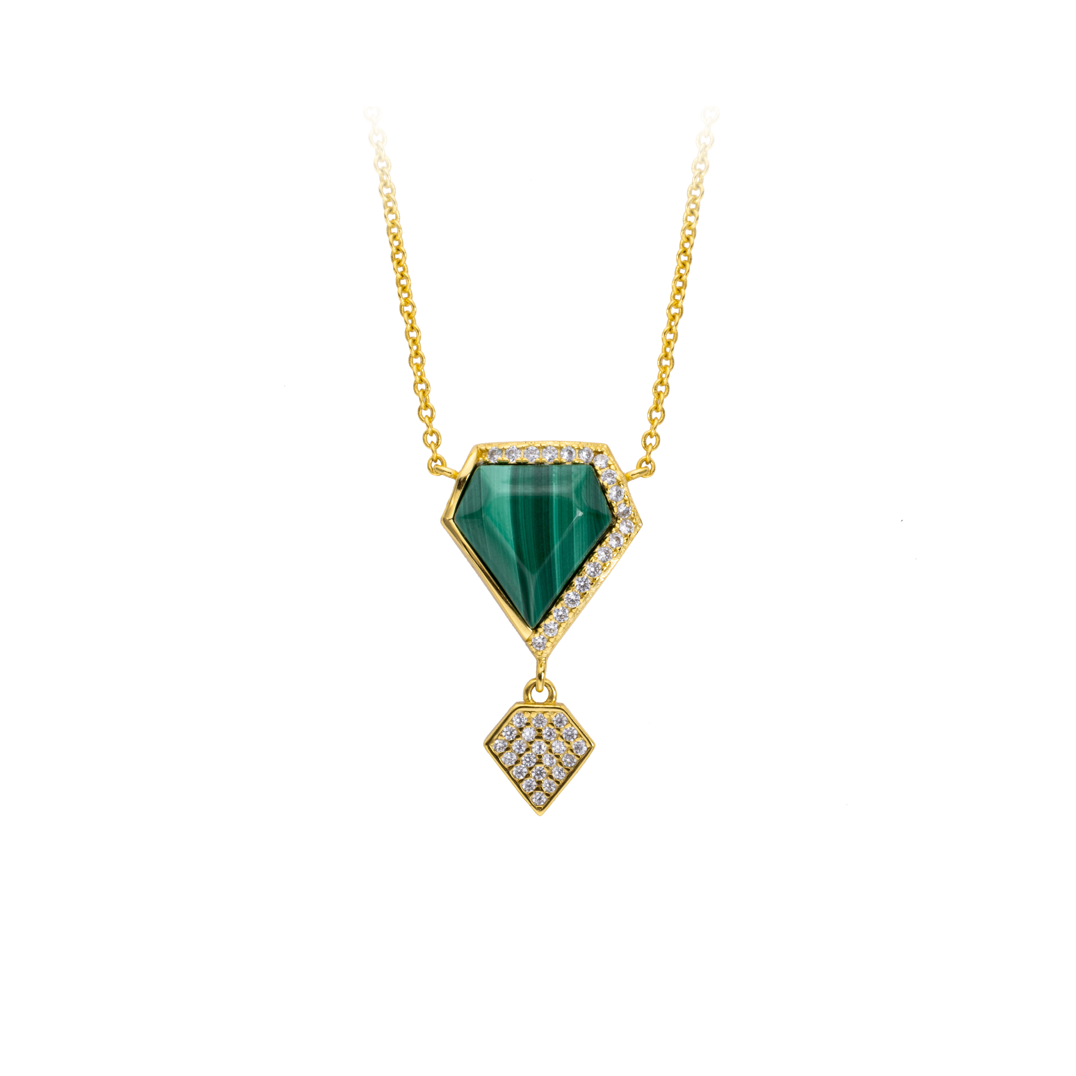 Euro Chic Triangular Malachite Pendant Necklace