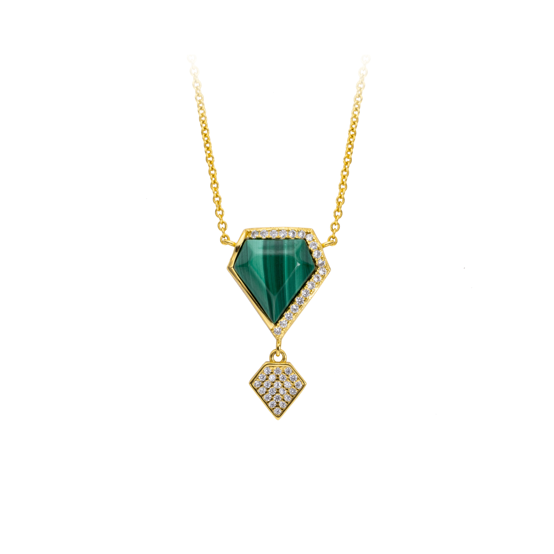 Euro Chic Triangular Malachite Pendant Necklace
