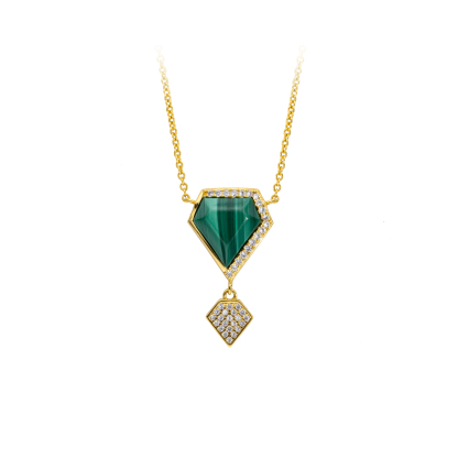 Euro Chic Triangular Malachite Pendant Necklace