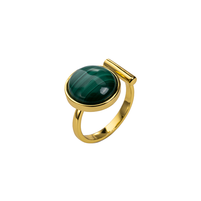 Vintage Round Natural Malachite Ring