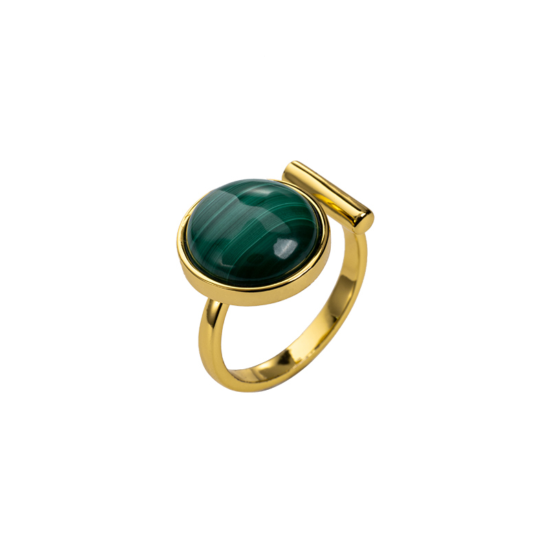 Vintage Round Natural Malachite Ring