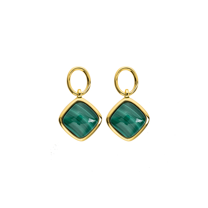 Minimalist Square Natural Malachite Earrings