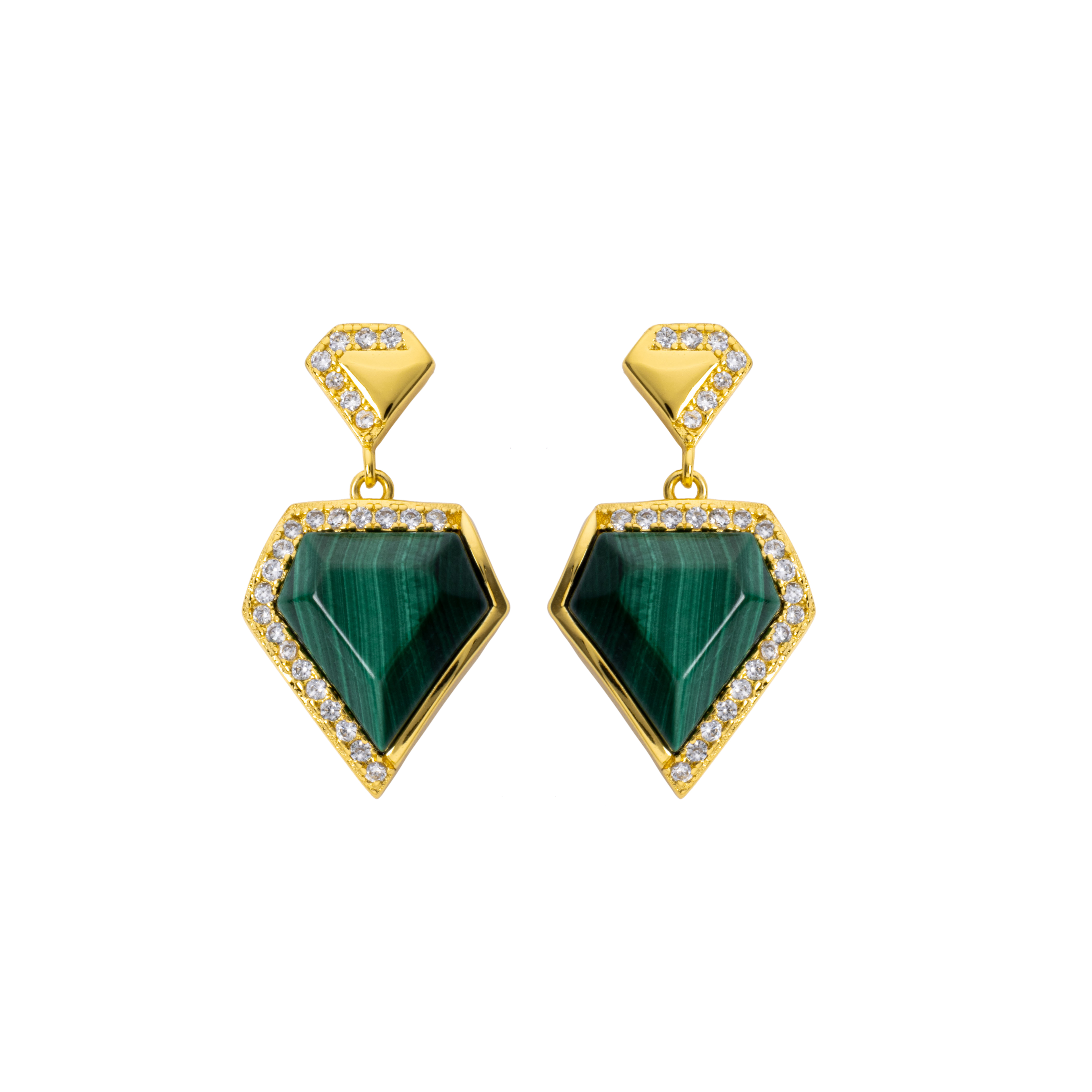 Triangular Geometric Natural Malachite Jewelry