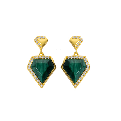 Triangular Geometric Natural Malachite Jewelry