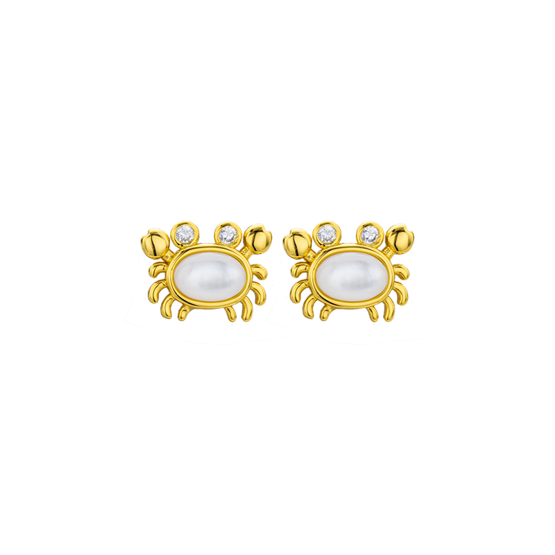 Cute Crab Natural Mother of Pearl Stud Earrings