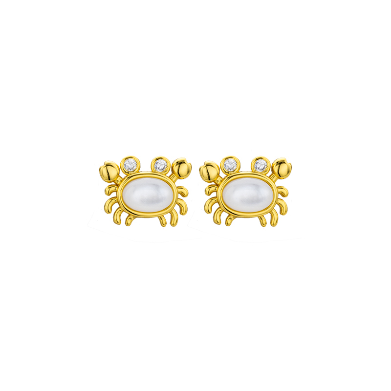 Cute Crab Natural Mother of Pearl Stud Earrings