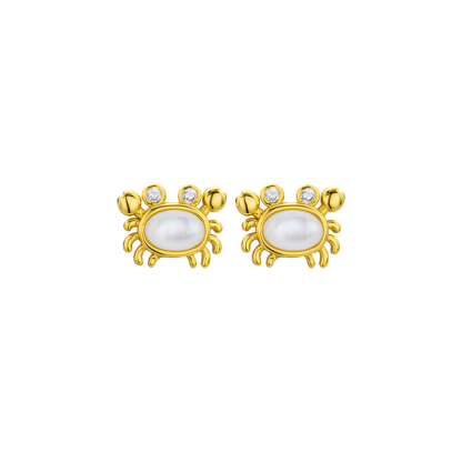 Cute Crab Natural Mother of Pearl Stud Earrings