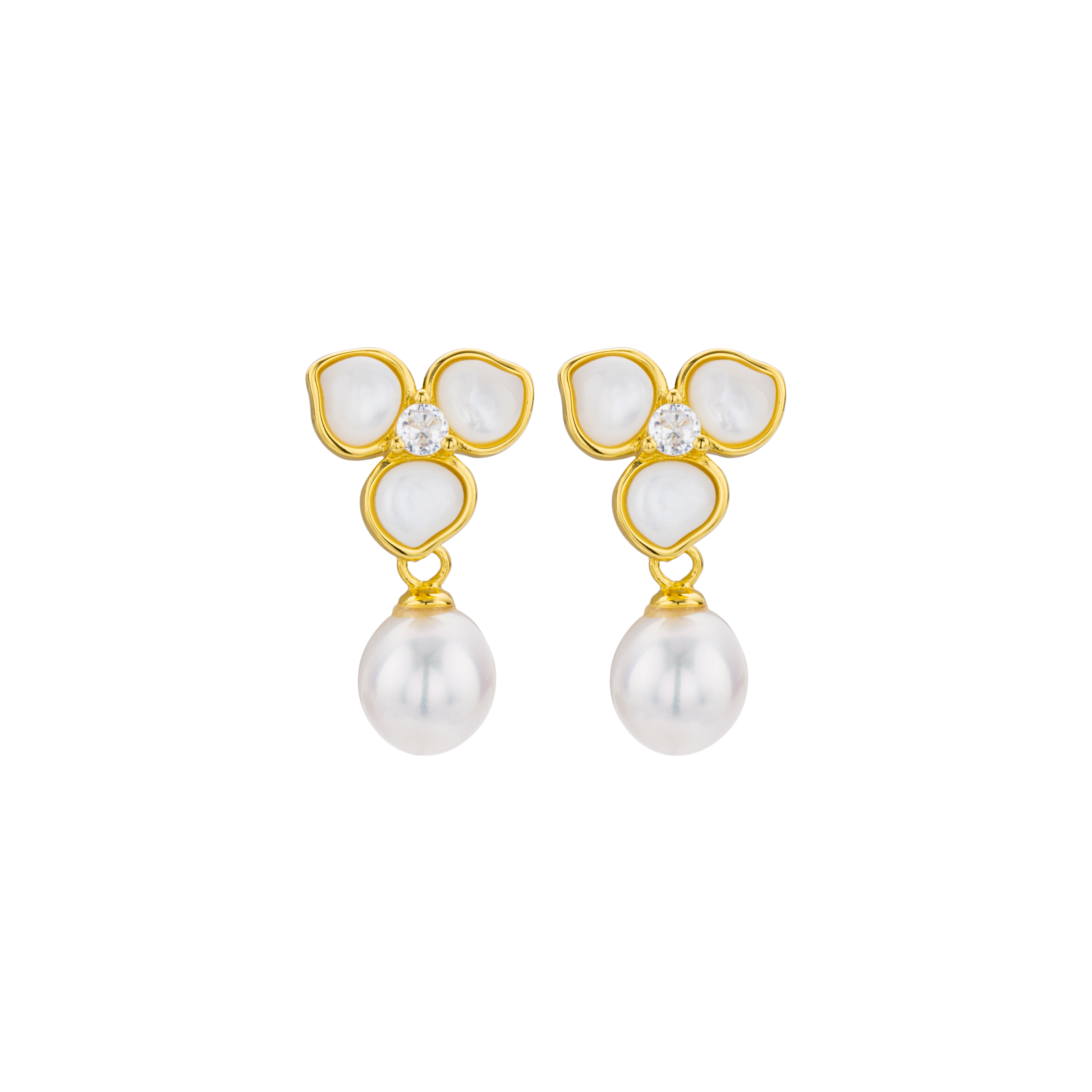 Natural Mother of Pearl & Freshwater Pearl Petal Earrings