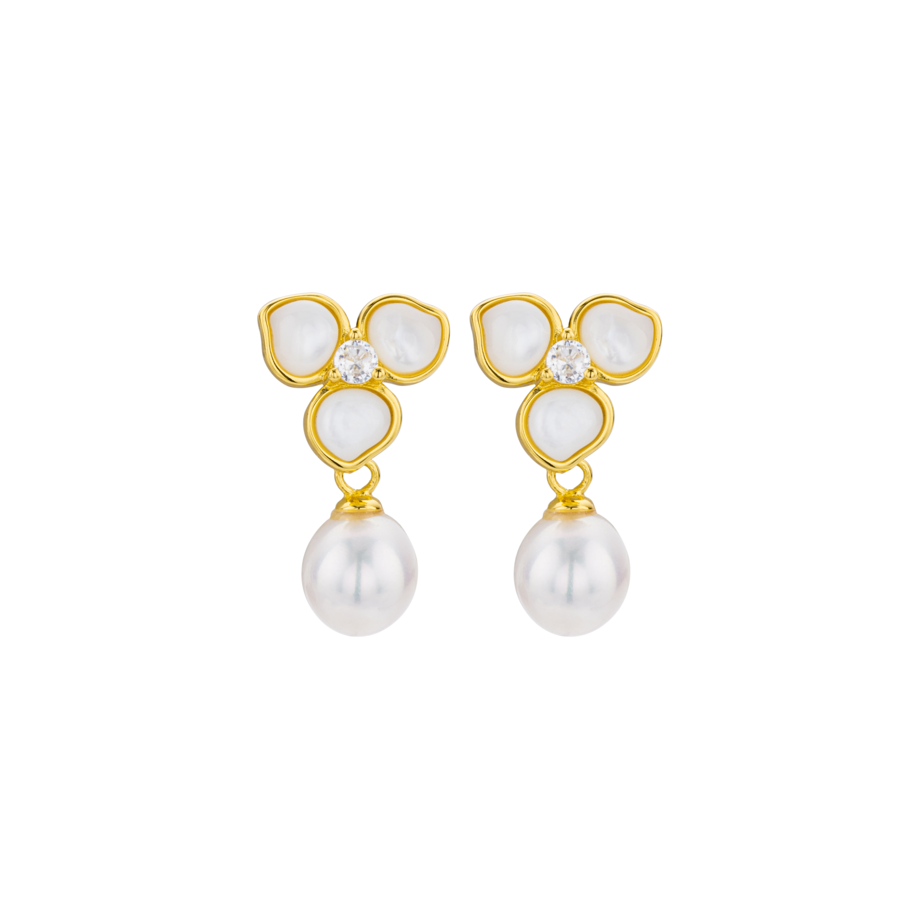 Natural Mother of Pearl & Freshwater Pearl Petal Earrings