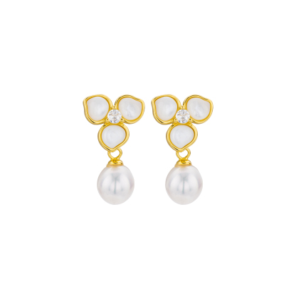 Natural Mother of Pearl & Freshwater Pearl Petal Earrings