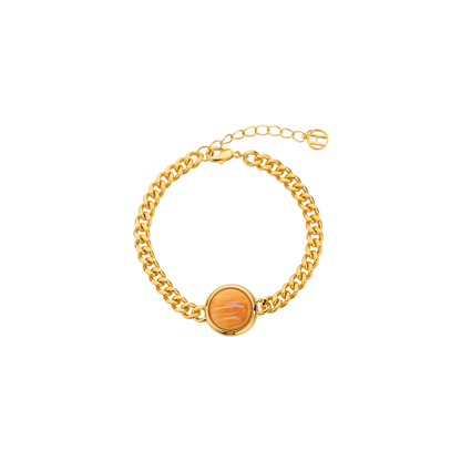 Natural Spiny Oyster Cuban Chain Bracelet | Circular Coastal Jewelry | Hand-Forged Urban Luxe