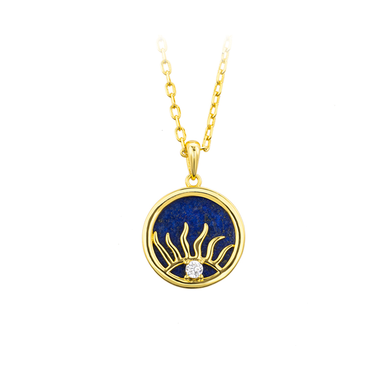 Natural Lapis Stone Sun Eye Necklace