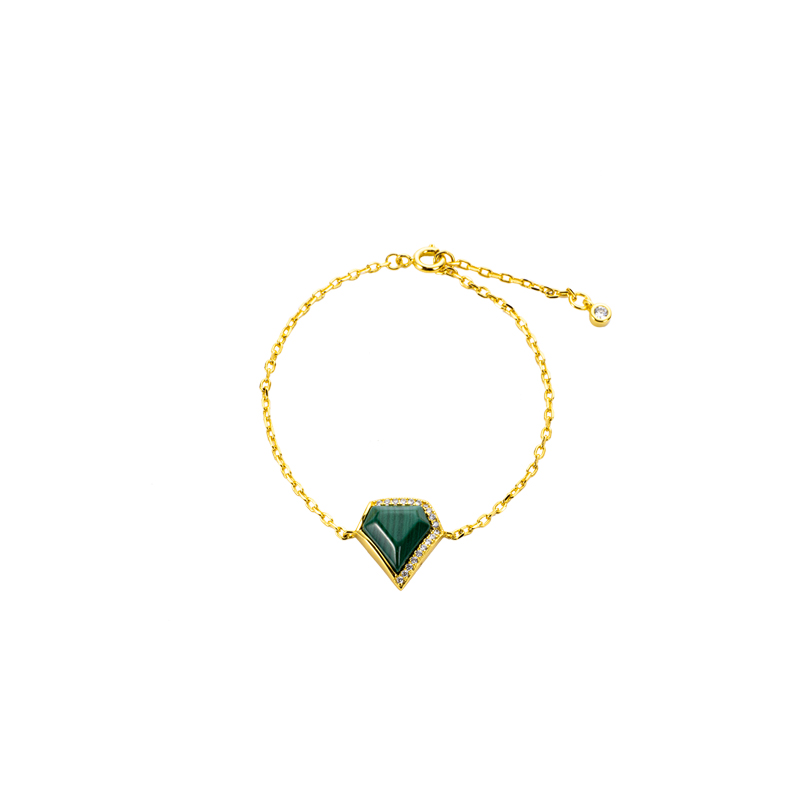 Triangular Malachite Bracelet – Artisan Geometric Chic