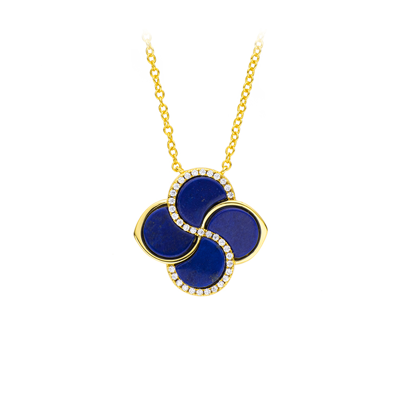 Elegant Lapis Lazuli Four Leaf Clover Necklace