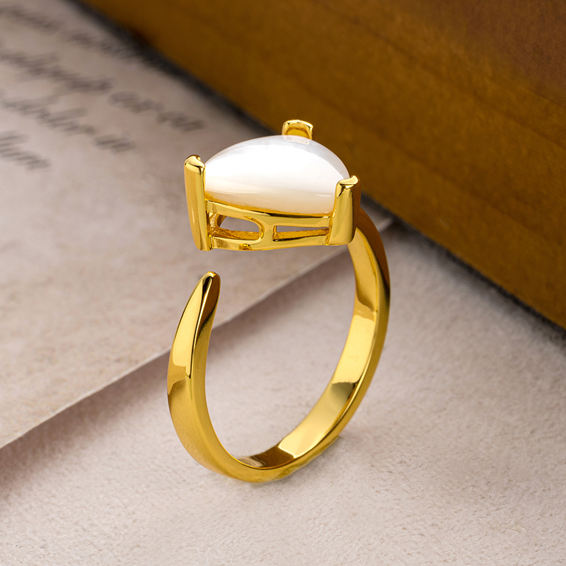 Iridescent MOP Triangle Ring - Modern Statement