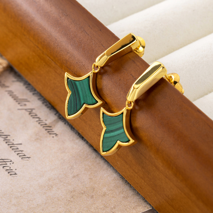 Luxury Malachite Maple Leaf Earrings - Elegant & Sophisticated