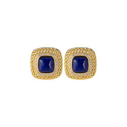 Lapis Lazuli Cube Earrings – Heirloom-Worthy Mesh Design for the Discerning Collector