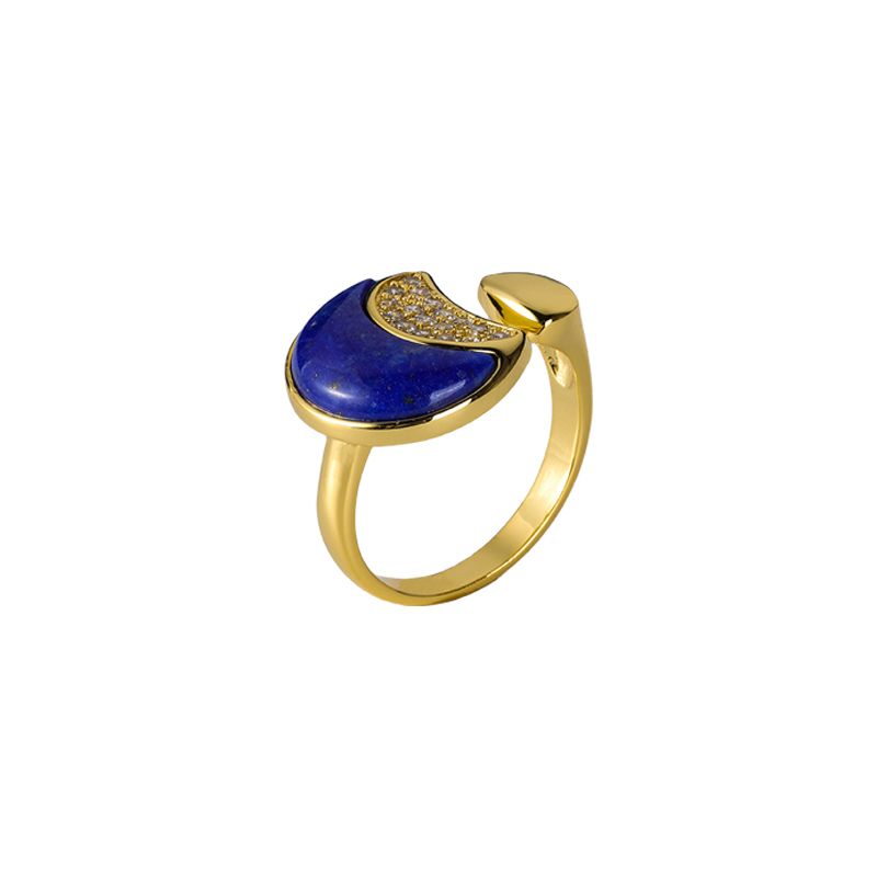 Adjustable Lapis Lazuli Moon Ring – A Starry Gift for the Unconventional