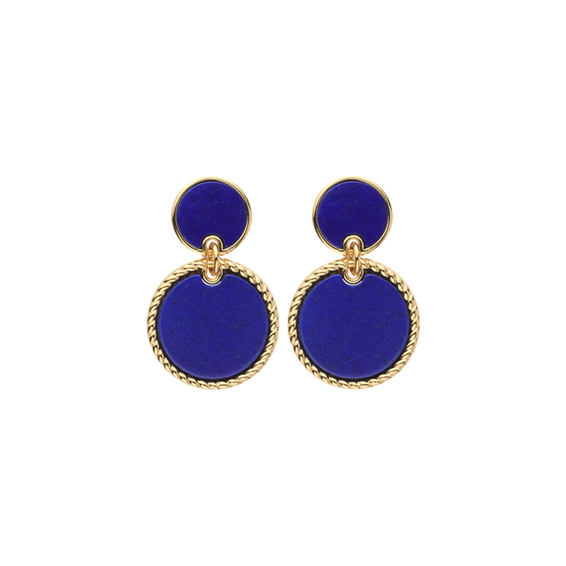 Lapis Lazuli Round Earrings | Baroque-inspired Vintage Drops & Studs – Handcrafted Luxury Jewelry with Artisan Elegance