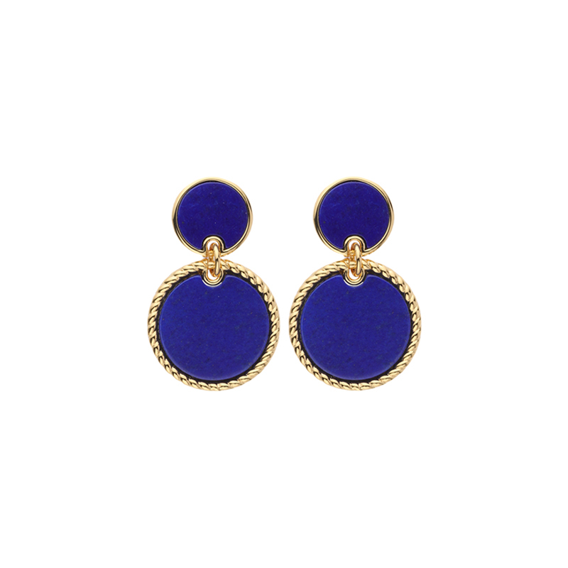 Lapis Lazuli Round Earrings | Baroque-inspired Vintage Drops & Studs – Handcrafted Luxury Jewelry with Artisan Elegance