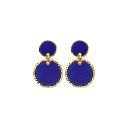 Lapis Lazuli Round Earrings | Baroque-inspired Vintage Drops & Studs – Handcrafted Luxury Jewelry with Artisan Elegance