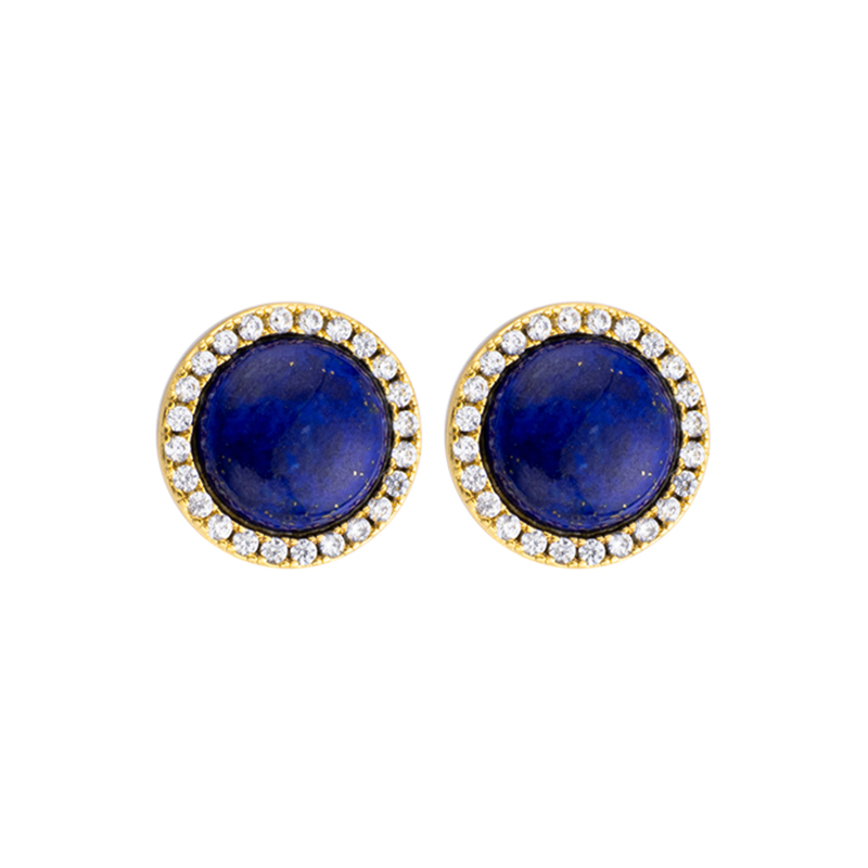 Natural Lapis Lazuli Gold-Plated Hoop Earrings - Timeless Luxury Jewelry with Versatile Elegance (Premium Everyday Accessories)