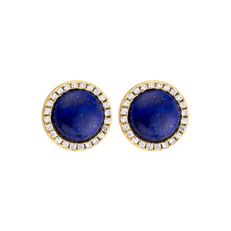 Natural Lapis Lazuli Gold-Plated Hoop Earrings - Timeless Luxury Jewelry with Versatile Elegance (Premium Everyday Accessories)