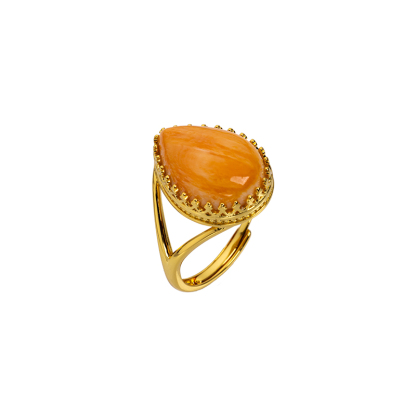 Natural Spiny Oyster Shell Teardrop Ring – Contemporary Luxury with Sophisticated Elegance
