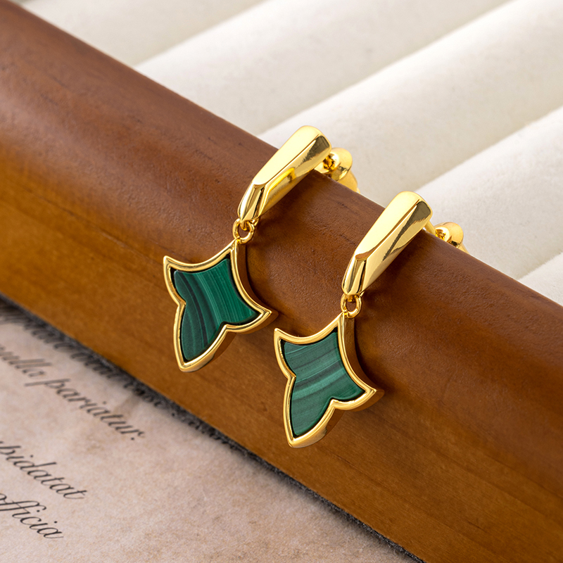 Luxury Malachite Maple Leaf Earrings - Elegant & Sophisticated