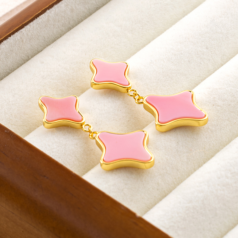 European Style Clover Earrings: Oceanic  Queen Conch, Chic & Refined