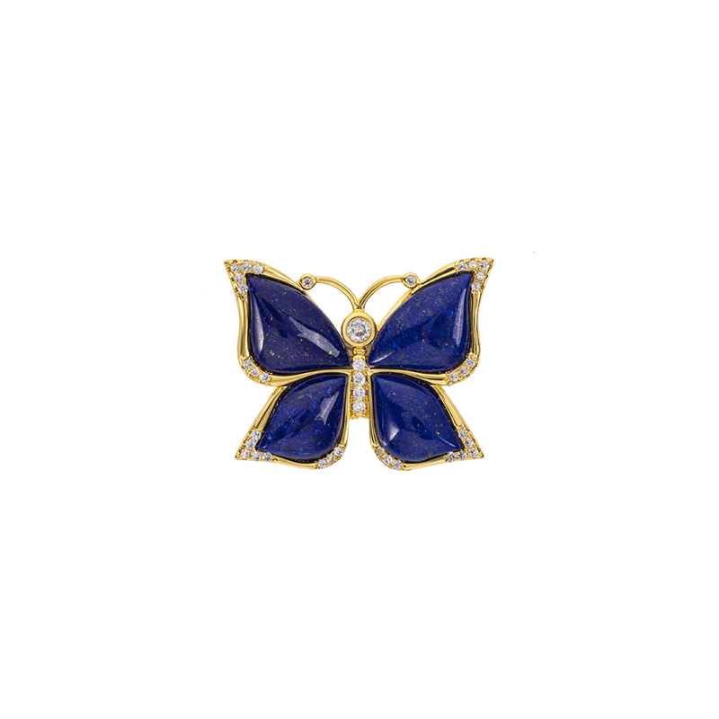 Natural Lapis Lazuli Butterfly Brooch