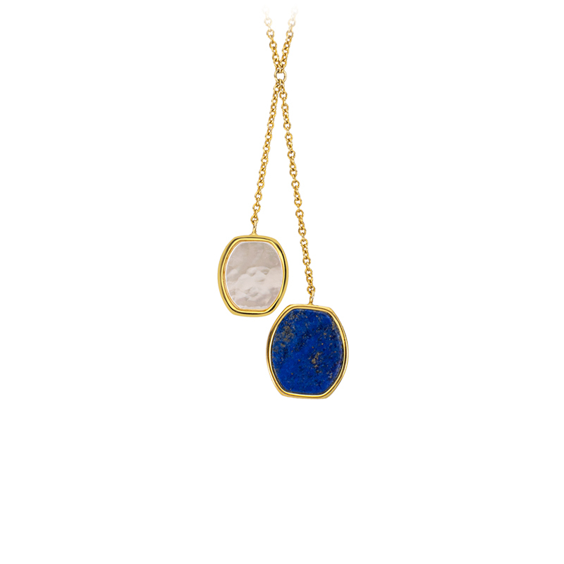Geometric Lapis Lazuli Necklace | Genuine & Elegant