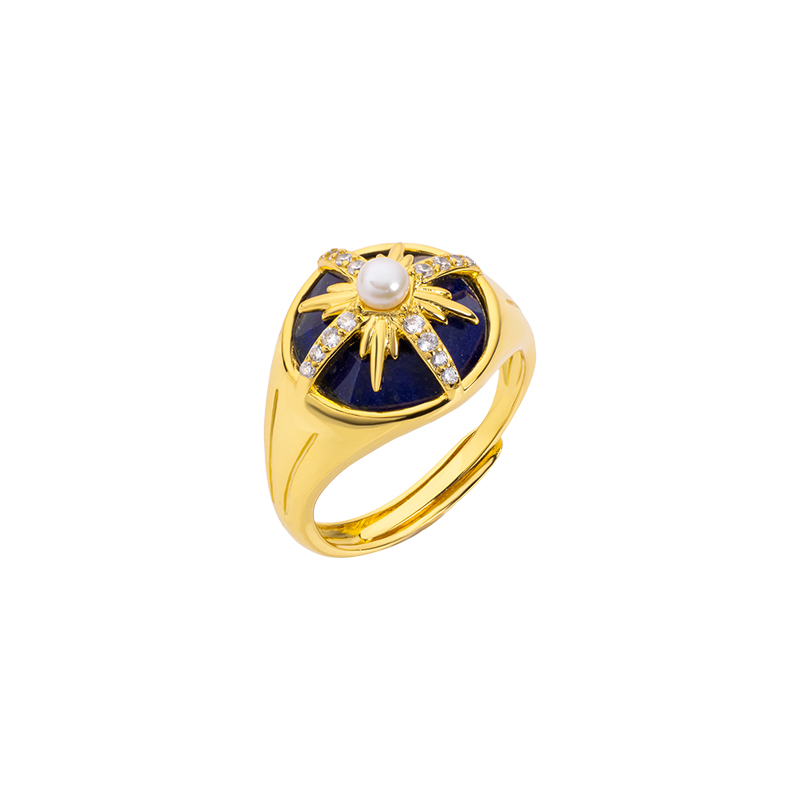 Regal Cameo Lapis Lazuli Cocktail Ring