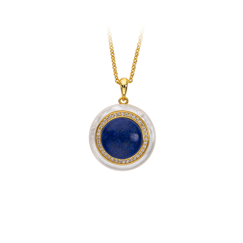 Natural Lapis Lazuli Circle Pendant | Minimalist Luxury